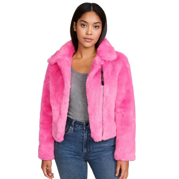 Juicy Couture Back Label Hot Pink Faux Fur Jacket - Picture 1 of 6